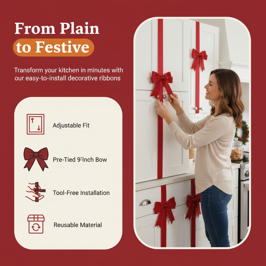 Christmas Cabinet Ribbons
